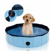 Baignoire pliable pour animaux de compagnie Piscine pour chiens Piscine pour chien Douche Jeu Bassin Chien 80 cm -Bleu