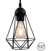 B.k.licht - suspension design rétro, lustre moderne style industriel métal, éclairage plafond vintage, Ø165mm, pour ampoules E27 max. 40W, noir,