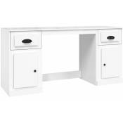 Bureau avec armoire blanc brillant bois d'ingénierie vidaXL - High gloss white