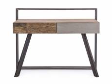 Bureau design en bois de manguier et métal noir 2 tiroirs - corot
