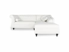 Canapé d'angle droit empire blanc style chesterfield