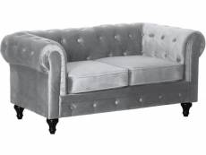 Canapé fixe chesterfield velours "aliza" - 157 x 82