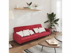 Canapé-lit astucieux à 2 places rouge bordeaux velours