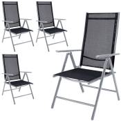 Casaria - Set de 4 chaises en aluminium avec dossier