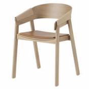 Chaise Cover / Bois - Assise cuir - Muuto bois naturel en bois