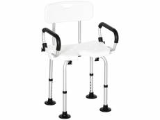 Chaise de douche siège de douche ergonomique hauteur réglable pieds antidérapants accoudoirs alu hdpe blanc noir