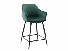 Chaise haute de bar en velours vert et piétement métal noir - chic 66584205