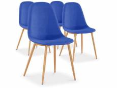 Chaise scandinave tissu bleu glas - lot de 4