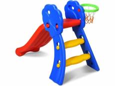 Costway toboggan aire de jeux pour enfants/ aire de jeux avec panier de basket/ toboggan exterieur et a l’interieur/ pour enfants 3-8 ans/108 x 68 x 7
