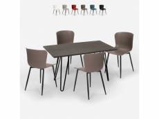 Ensemble de 4 chaises et table rectangulaire 120x60cm style tolix industriel cuisine restaurant wire