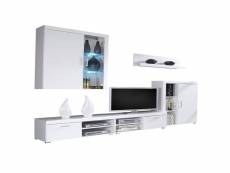 Ensemble de meubles,meuble tv, ilumin. Led, blanc laqué/blanc mate. 290x200x45cm GAMMABLANC