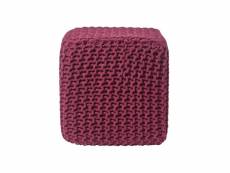 Homescapes pouf cube tressé en tricot - prune SF1661B
