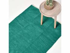 Homescapes tapis chenille uni en 100% coton bleu turquoise