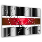 Hxadeco - Tableau deco bande passante, decoration murale - 80x50 cm - Rouge