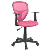 Idimex - Chaise de bureau pour enfant studio fauteuil pivotant et ergonomique avec accoudoirs, siège à roulettes hauteur réglable, mesh rose - Pink