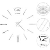 INLIFE Horloge murale 3D Design moderne 100 cm XXL Argenté