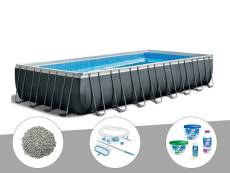 Kit piscine tubulaire Intex Ultra XTR Frame rectangulaire 9,75 x 4,88 x 1,32 m + 20 kg de zéolite + Kit de traitement au chlore + Kit d'entretien