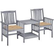 Les Tendances - Chaises de jardin avec table à thé et coussins Acacia solide 53