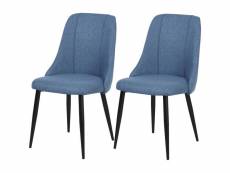 Lot de 2 - chaise yay bleu - assise tissu pieds metal