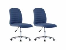Lot de 2 chaises de salle à manger cuisine design moderne tissu bleu cds020244