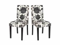 Lot de 2 chaises de salle à manger en tissu imprimé blanc&noir pieds foncés cds04022