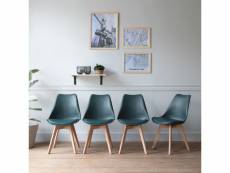Lot de 4 chaises scandinaves nora bleues avec coussin