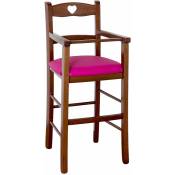 Okaffarefatto - Chaise haute en bois de noyer foncé avec assise en similicuir lilas