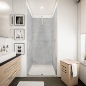 Panneau mural Pierre gris clair, revêtement pour douche et salle de bain, DécoDesign décor Schulte Lot de 3 panneaux muraux 100 x 210 cm + 5 profilés