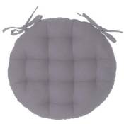 Pegane - Lot de 4 galettes de chaise ronde en coton coloris gris - Diamètre 38 cm