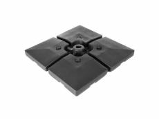 Pied de parasol carré, rechargeable, polyéthylène, noir, 51x51x11 cm