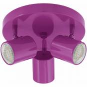 Plafonnier LED Lampe de couloir pivotant Chambre d'enfant plafonnier violet clair 3 flammes, métal, 3x LED 3W 200lm blanc chaud, D 22 cm