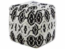 Pouf en laine et coton noir et blanc 45 x 45 cm orai