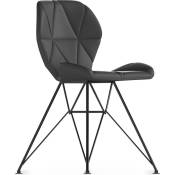 Scandinavian Style - Chaise de salle à manger imitation cuir et pieds en métal noir Design scandinave - Maxe Gris - Acier, pp, Cuir végétalien - Gris