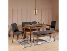 Set table extensible, 2 chaises, banc et banquette