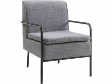Seventy - fauteuil tissu gris chiné et pieds métal