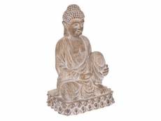 Statue bouddha déco "effet bois" 67cm beige lin