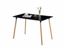 Table à manger rectangulaire en bois - style scandinave simple à quatre pieds - 110 x 70 x 73 cm - noir