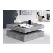 Table basse carree pivotante - Panneau de particules - Decor beton gris clair - Classique - L 78 x P 78 x H 35,4 cm - COFFEE - Gris