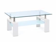 Table basse en mdf laqué blanc avec double verre trempé