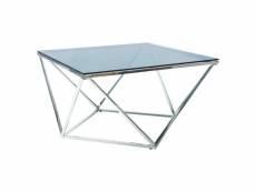 Table basse en verre - 80 x 80 cm x h 45 cm - silver
