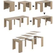 Table console Dboc, Table à manger extensible, Table avec rallonges polyvalentes extensibles jusqu'à 10 places, 51/237x90h78 cm, Chêne - Dmora