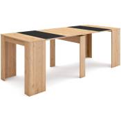 Table console extensible, Console meuble, 220, Pour 10 personnes, Table à Manger, Style moderne, Chêne et noir - Skraut Home