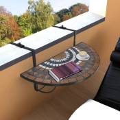 Table suspendue de balcon Terre cuite et blanc Mosaïque The Living Store Brun