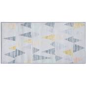 Tapis Rectangulaire Gris et Jaune en Polyester Motif Triangles pour Chambre ou Salon au Style Moderne 80 x 150 cm Beliani - Jaune