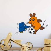 Tatouage enfants bébé sticker mural La souris et Éléphant footbal jeu de balle autollant 50x37 cm - multicolore