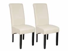 Tectake lot de 2 chaises aspect cuir - beige 401295