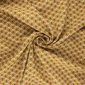 Tissu en coton géométrique - Camel/Blanc - 1.5 m
