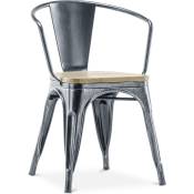 Tolix Style - Chaise avec accoudoir Stylix - Métal et bois clair Industriel - Bois, Fer - Industriel