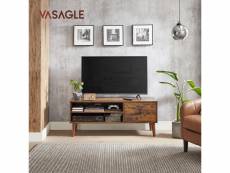 Vasagle meuble tv, support télé, pour télévision jusqu'à 55 pouces, rangement consoles de jeux, style rustique, pour salon, chambre, marron rustique p
