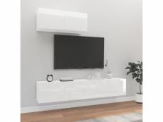 Vidaxl ensemble de meubles tv 3 pcs blanc brillant